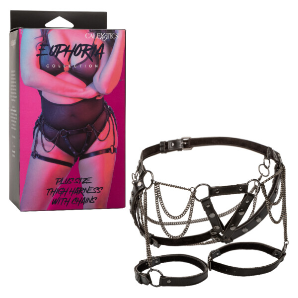 euphoria collection plus size thigh harness with chains black