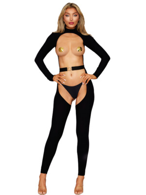 bodystocking and belt dmnd one size black