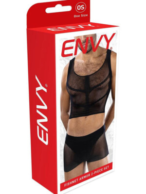 fishnet armor 2 piece set os black