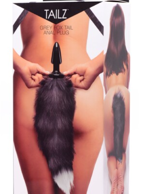 grey fox tail anal plug