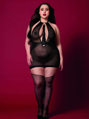 fetish garter slip and flogger dmnd queen size black