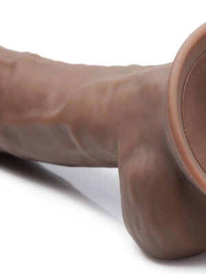fleshstixxx 8" vibrating silicone dildo with balls brown fleshstixxx 8" vibrating silicone dildo with balls brown