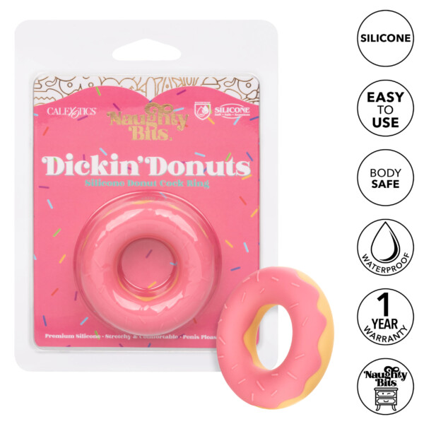 naughty bits dickin donuts silicone donut cock ring pink