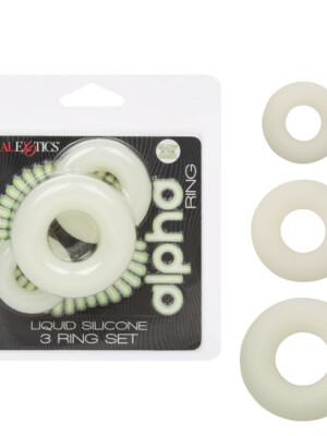alpha glow in the dark liquid silicone 3 ring set white alpha glow in the dark liquid silicone 3 ring set white