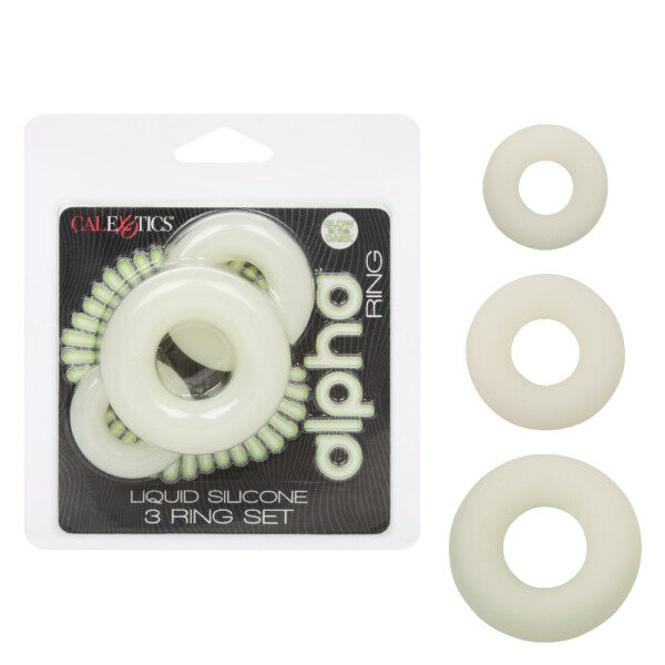 alpha glow in the dark liquid silicone 3 ring set white