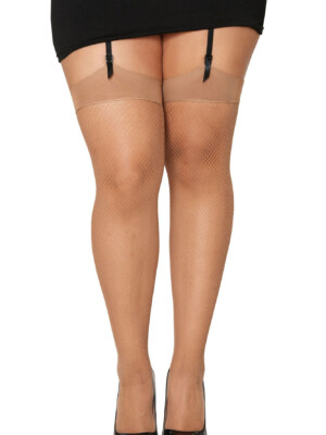 fishnet thigh high queen size nude