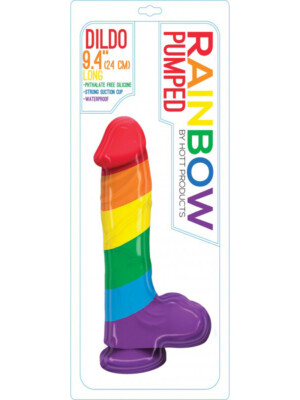 pumped rainbow silicone dildo