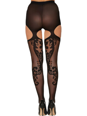 patterned garter hose one size black