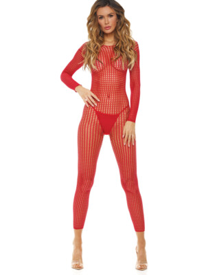 crotchless bodystocking one size red