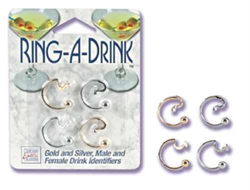 ring a drink gold and silver male and female drink identifiers