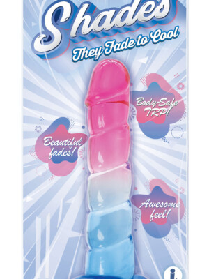 shades, 7.5" swirl jelly tpr gradient dong pink and blue shades, 7.5" swirl jelly tpr gradient dong pink and blue
