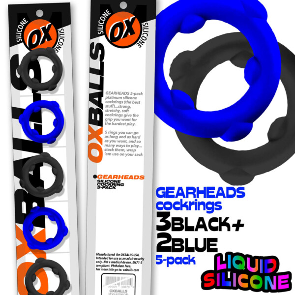 gearheads 5 pack spinner rings blue black