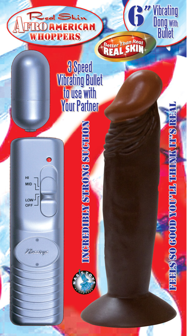 afro american whoppers 6 inch vibrating dong with bullet brown