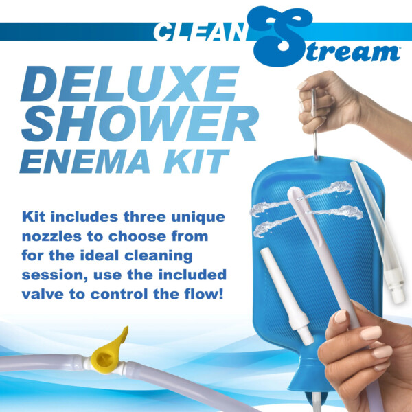 deluxe shower enema kit blue