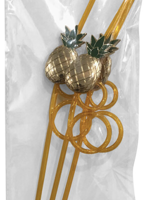 tropical drinking straws pineapple 3 pack