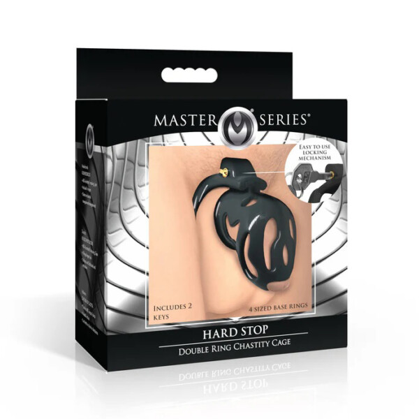 hard stop double ring chastity cage