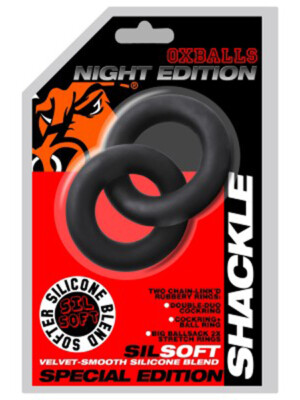 shackle double link'd cock/ball rings black shackle double link'd cock/ball rings black
