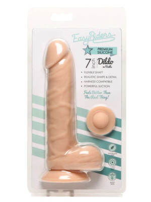 easy riders 7" silicone dildo with balls light easy riders 7" silicone dildo with balls light