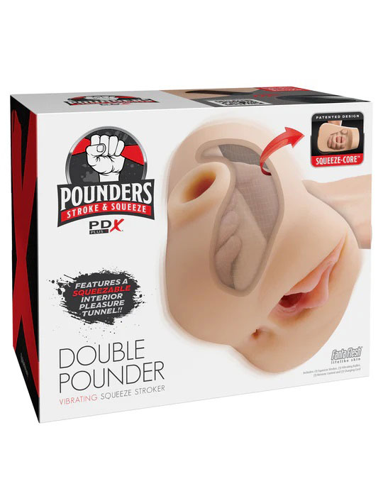 pdx plus double pounder vibrating squeeze stroker light