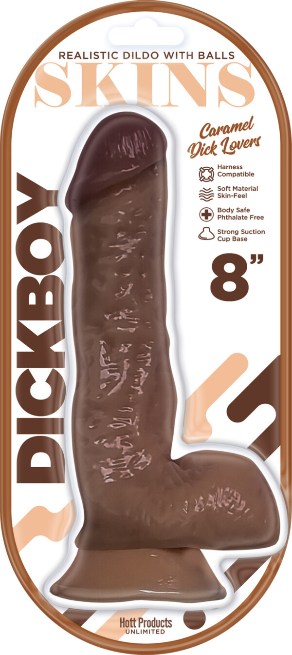 dickboy skins dildo with balls 8 inch caramel dick lover