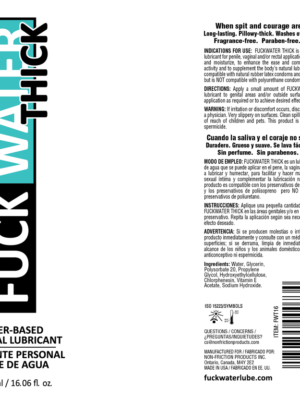 fuck water thick 16oz clear water based lubricant fuck water thick 16oz clear water based lubricant