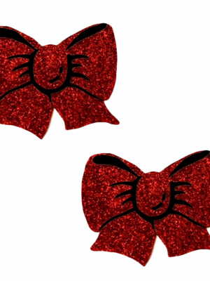 ravish me red glitter bow nipple cover pasties