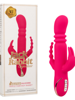 jack rabbit signature heated silicone triple fantasy rabbit pink