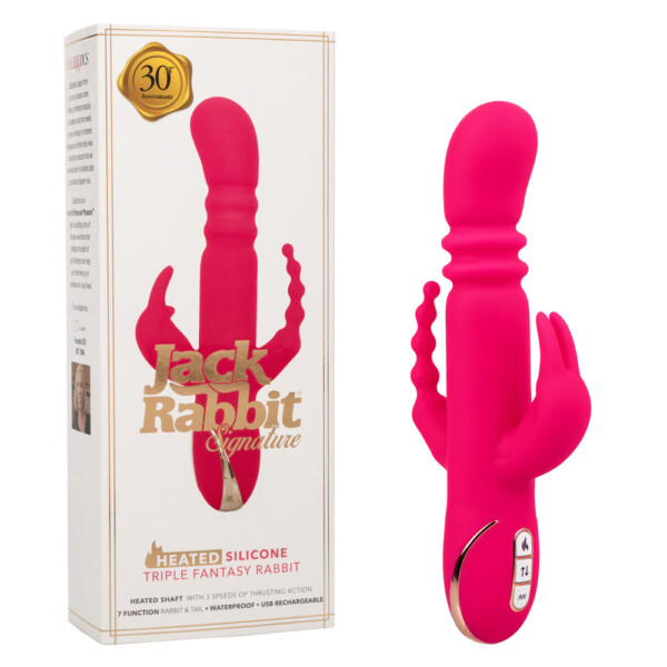jack rabbit signature heated silicone triple fantasy rabbit pink