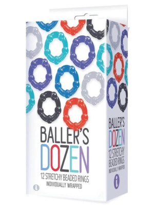 the 9's baller dozen beaded 12 pc cock ring set