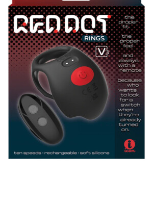 red dot vibrating cock ring v3 with remote black/red red dot vibrating cock ring v3 with remote black/red