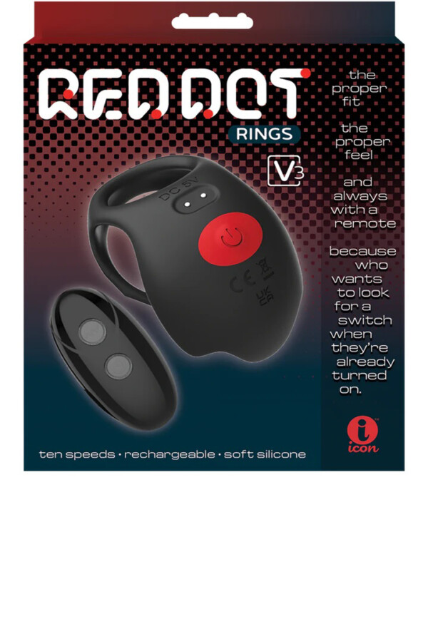 red dot vibrating cock ring v3 with remote black/red red dot vibrating cock ring v3 with remote black/red