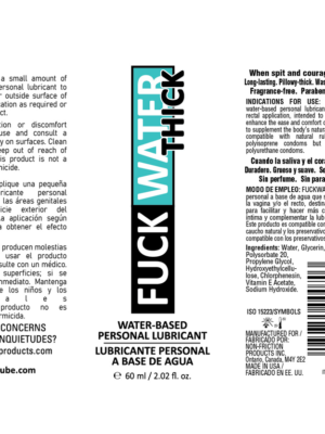 fuck water thick 2oz clear water based lubricant fuck water thick 2oz clear water based lubricant
