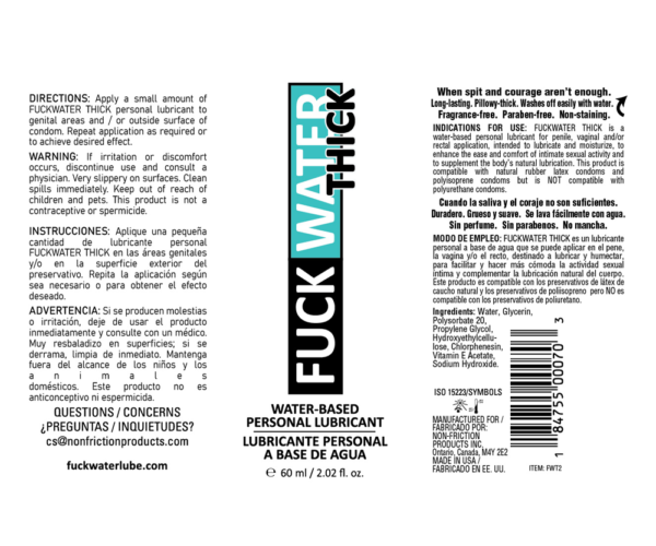 fuck water thick 2oz clear water based lubricant fuck water thick 2oz clear water based lubricant