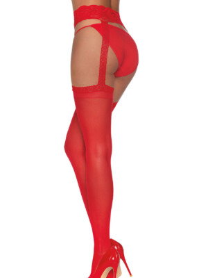 pantyhose with garters one size red