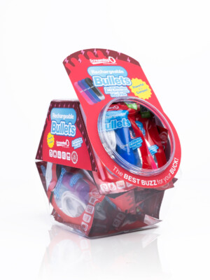screaming o rechargeable bullets in candy bowl assorted