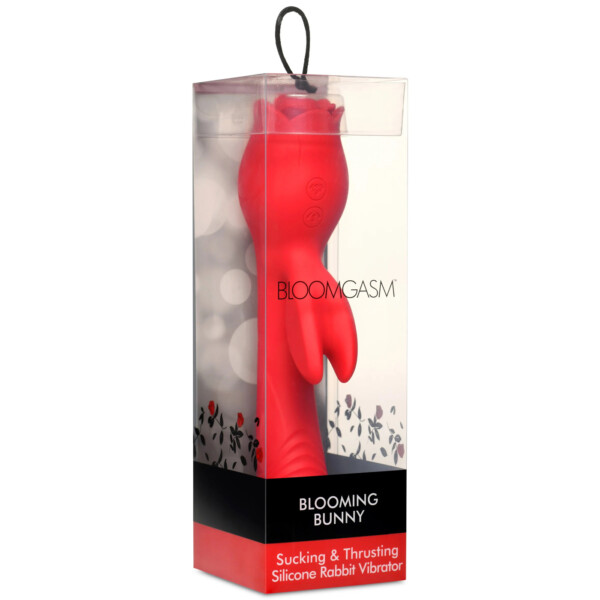 blooming bunny sucking and thrusting silicone rabbit vibrator red