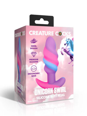 unicorn swirl silicone butt plug small