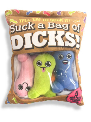 suck a bag of dicks plushy pillow with 5 dicks
