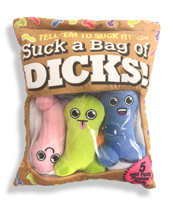 suck a bag of dicks plushy pillow with 5 dicks