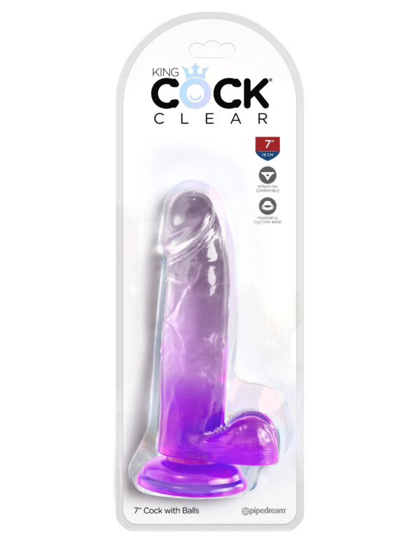 king cock clear 7 inch with balls purple king cock clear 7 inch with balls purple
