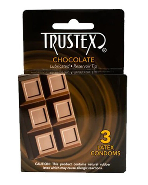 trustex flavored lubricated condoms 3 pack chocolate