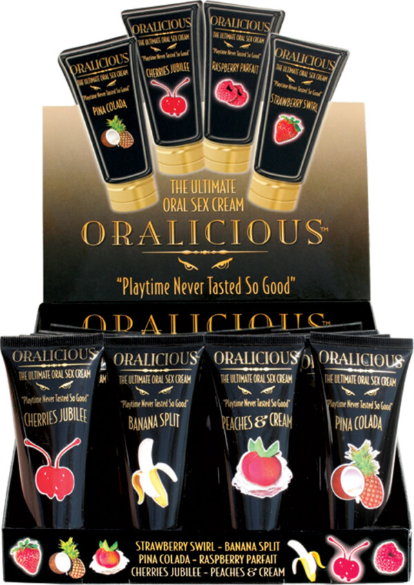 oralicious 24 piece p.o.p. display 2 fl. oz. tubes assorted flavors