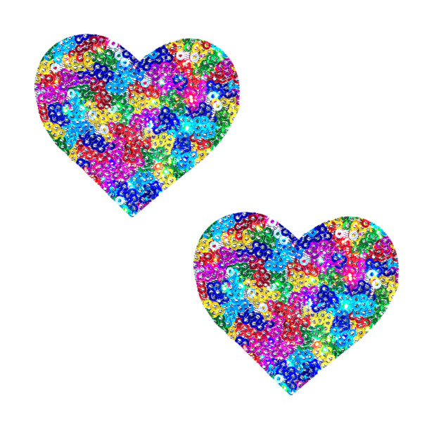 unipoo sparkle sequin multicolor i heart u nipztix pasties