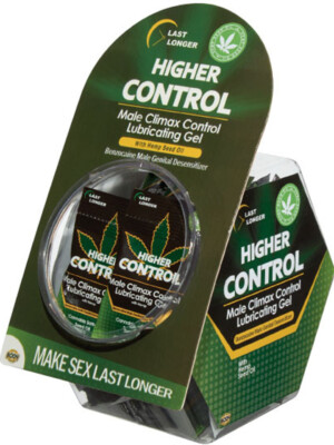 higher control male climax control lubricating gel with hemp 50 pc