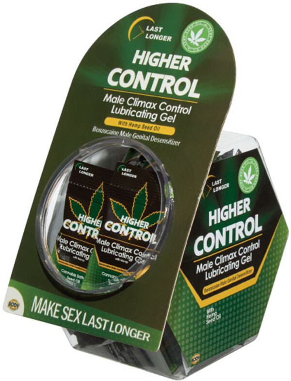 higher control male climax control lubricating gel with hemp 50 pc