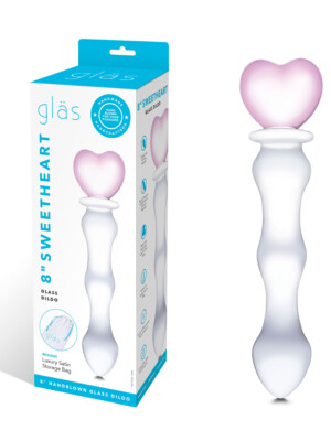 8 inch sweetheart glass dildo pink/clear