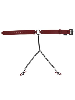 saffron collar with nipple clamps black/red saffron collar with nipple clamps black/red
