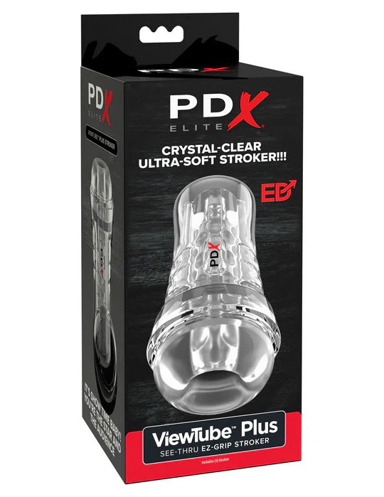 pdx elite viewtube plus see thru ez grip stroker clear