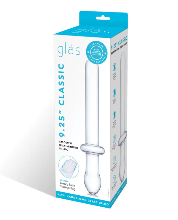 9.25 inch classic smooth dual ended dildo clear