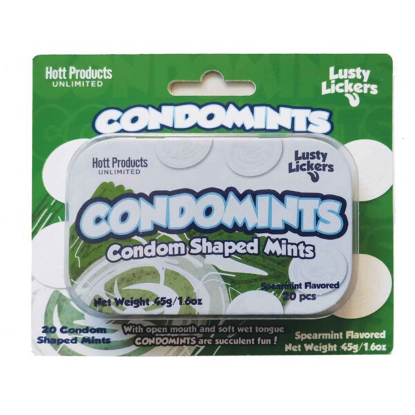 condomints spearmints flavor condoms shaped mints display